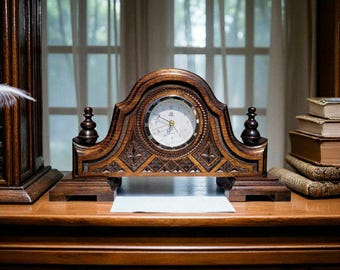 Vintage Bombay Company Mantle Clock Cherry Wood Camel Hump Japan
