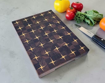End Grain Cutting Board Large 40x30 cm (15.7x11.8 in) – Butcher Block Wood Cutting Board Thermo Ash Maple, Personalized Kitchen Gift