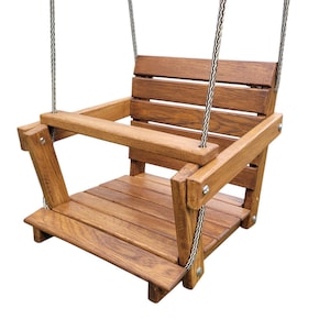 Wooden Baby Swing Transformer Oak – Walnut Color Finish, Toddler Swing Chair, Montessori Kids Swing, Indoor Outdoor Gift