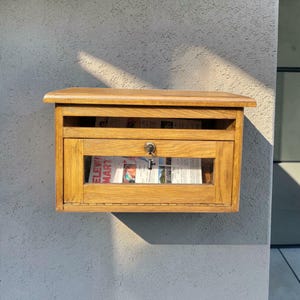 Anti Theft Mailbox with Electronic Lock – Secure Parcel Drop Box Solid Oak 41 cm (16.1 in), Locking Outdoor Mail Box