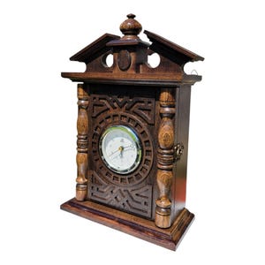 Handmade Walnut Key Holder with Clock: Rustic Wall Cabinet
