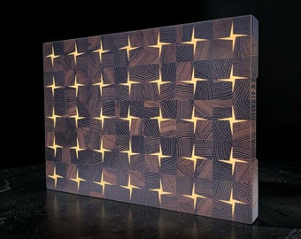 Luxury End Grain Cutting Board Thermo Ash 40×30 cm (15.7×11.8 in) – Handmade Butcher Block with Maple Inlay, Designer Kitchen Gift