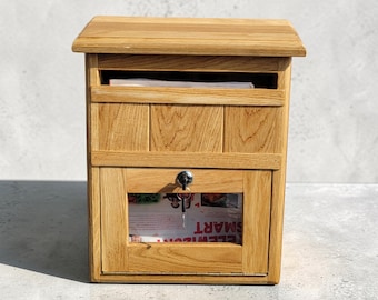 Caixa de Correio Externa de Madeira Carvalho com Fechadura 40 x 29 cm (15,7 x 11,4 pol.) – Caixa de Correio para Montagem na Parede, Caixa de Correio Rústica e Durável