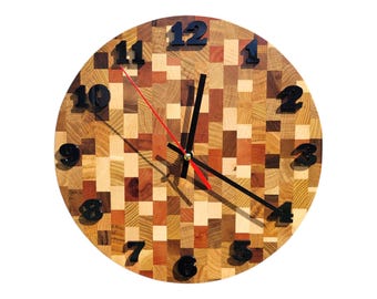 Mosaic Wooden Wall Clock Handmade