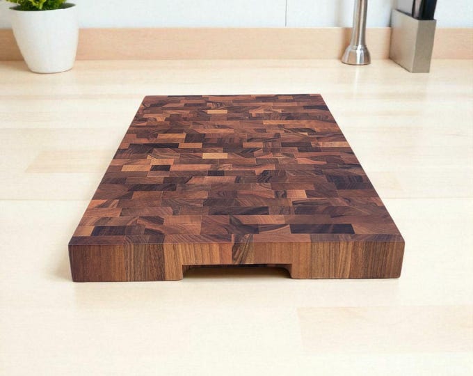 Handmade Walnut End Grain Cutting Board — Large Butcher Block — Unique Kitchen Gift — 40x30x4 cm