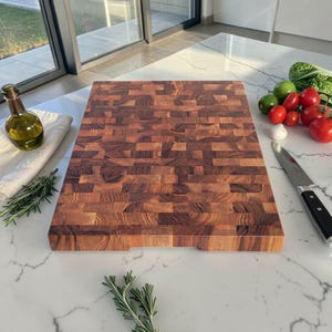 Planche à découper extra large en noyer, bloc de boucher personnalisé, planche à découper en bois de noyer massif, cadeau de cuisine de luxe