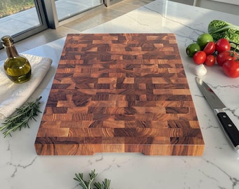 Tabla de cortar extragrande de nogal de grano final, bloque de carnicero personalizado, tabla de cortar de madera maciza de nogal, regalo de cocina de lujo