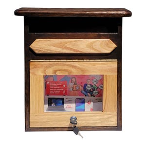 Handmade Rustic Wooden Mailbox: Pine & Red Oak, Lockable