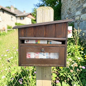 Handmade Rustic Wooden Mailbox with Newspaper Holder - Lockable Oak & Beech