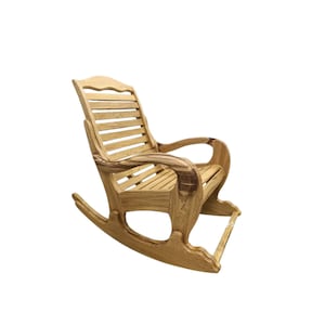 Handmade Solid Oak Rocking Chair: Rustic Style, Heavy Duty