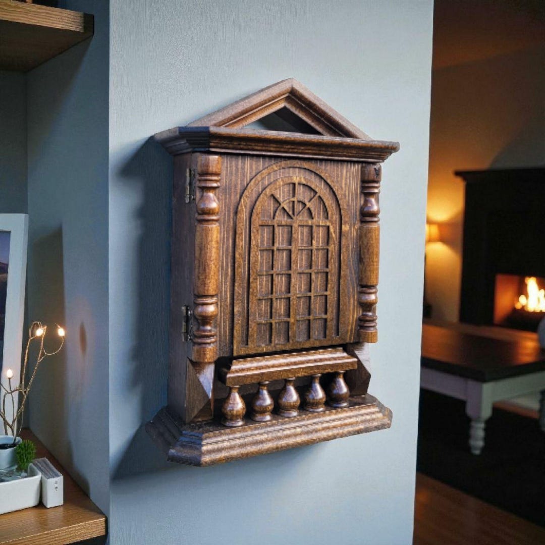 Key Box Rustic Handmade Wooden Key Box European Style.walnut Key Cabinet.rustic Wall ...