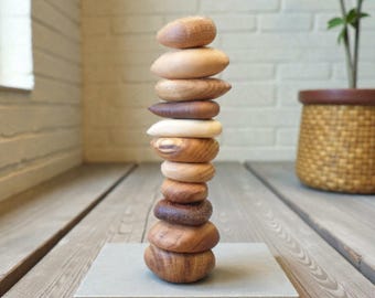 Handmade Wooden Balance Puzzle Game, Natural Wood Stacking Toy, Unique Brain Teaser Gift, Minimalist Decor Puzzle