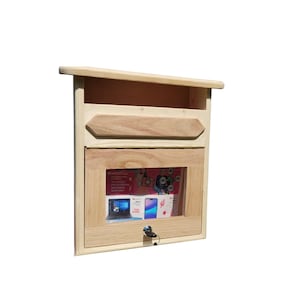 Handmade Wooden Mailbox with Lock: Rustic Pine & Red Oak Post Box