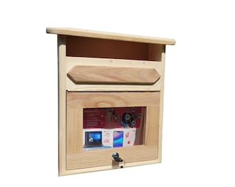 Handgemaakte houten brievenbus met slot: rustiek grenen en rood eiken postbus