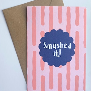 Eigentijds Smashed it Gefeliciteerd A5 wenskaart met Kraft (bruine) envelop