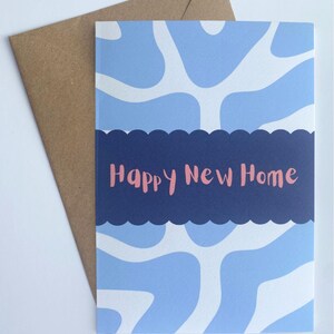 Eigentijdse Happy New Home A5 wenskaart met Kraft (bruine) envelop