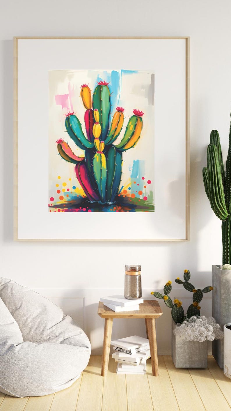 minimalist-cactus-poster-desert-botanical-wall-art-etsy