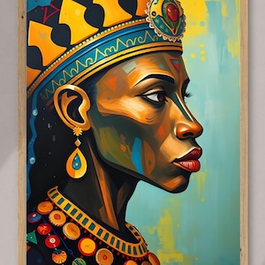 Radiant African Queen Poster – Regal Black Woman Portrait Art Print