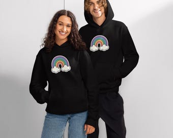 Oversized Rainbow Hoodie – Heavyweight LGBTQ+ Pride Sweatshirt | Colorful Equality Unisex Hoodie