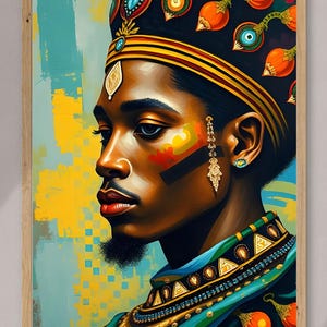 Royal African King Poster – Powerful Crowned Male Portrait