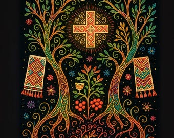 Starry Embroidery Tarot Deck, Ukrainian Ornament Cards