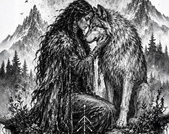 Wolfbound tarotdeck – donkere zwart-wit wolvenkaarten, Rider Waite-stijl, Nordic Mysticism