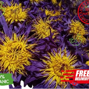 1000g Premium Organic Dried Blue Lotus Flowers | Sacred Water Lily | Herbal Tea | Nymphaea caerulea| Freshly Made To Orders