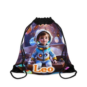 Sac personnalisé avec nom et visage avec cordon de serrage, kit d'éducation physique pour l'école maternelle et primaire pour les tout-petits