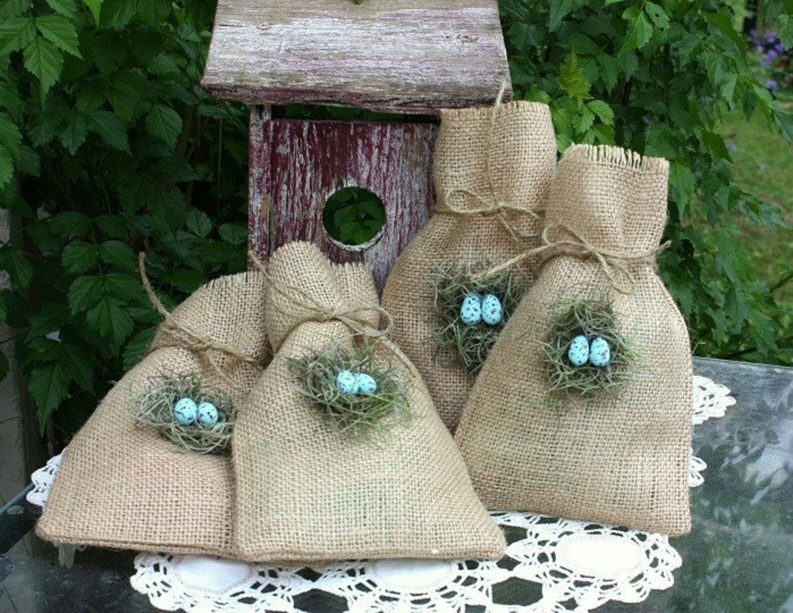 Bird nest gift bags burlap Etsy