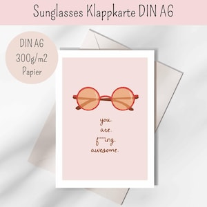 sunglasses card, Karte mit Sonnenbrille, bunte Sonnenbrille, rote Sonnenbrille, sunglasses, you are awesome, awesome card, unglaublich Karte