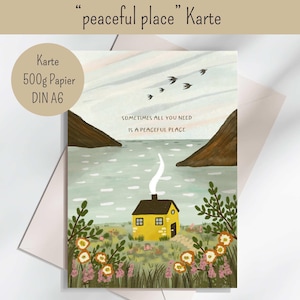Skandinavien Postkarte, Norwegen, Norway, Scandi Love, Postkarte Schweden, sweden, Illustration Norwegen, Lofoten, Fjord, peaceful place