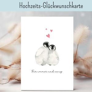 Hochzeitskarte, Hochzeit, wedding, Hochzeit, Grußkarte zur Hochzeit, Glückwunsch, Hochzeitskarte, Karte Hochzeit, Pinguine Hochzeitskarte