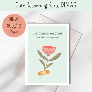 Gute Besserung, Karte zur Genesung, Genesungswünsche, Gute Besserung Karte, Werd schnell wieder gesund, wir denken an dich, Genesung