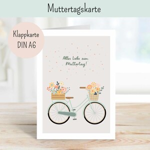 Muttertag, Muttertagskarte, mothers day, Fahrrad, Karte mit Fahrrad, Blumenfahrrad, Muttertagsgeschenk, Geschenk für Muttertag