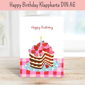 Glückwunschkarte, Geburtstagskarte, Geburtstagskuchen, Birthday Cake, bunte Karte, Glückwunschkarte Geburtstag, Geburtstagskerze
