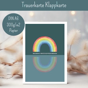 Kondolenzkarte, Trauerkarte, Trauer, Tod, Kondolieren, Beileidskarte mit Umschlag, Klappkarte, moderne Trauerkarte, Trauerkarte Regenbogen
