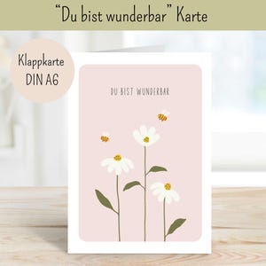 Blumenkarte, Grußkarte, Danke, Liebe, Illustration Blumen, Dankeskarte, Danke, Postkarte, lila, blau, bunte Karte, thank you, Flowercard