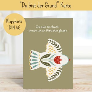 Freundschaftskarte, Liebe Karte, Liebe, Liebesgruß, Folk bird, Friedenstaube Karte, Du bist der Grund, Verliebtheit, love, friendship, peace