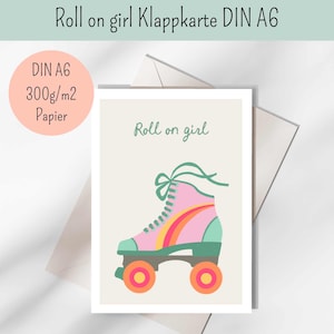 Rollerblades Karte, Rollerblades Glückwunsch, Geburtstagskarte Rollschuhe, birthday card retro, vintage birthday, rollerblades vintage card