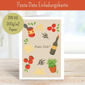 Pasta Date, Einladung Pasta Night, Einladungskarte Nudelessen, Nudeln, Pasta, Invitation Card, invitation pasta, pasta illustration