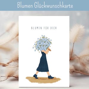 Glückwunschkarte, Blumenkarte, Dankeskarte, Geburtstagskarte, Blumen Illustration, illustrierte Karte, handgezeichnete Karte, Grußkarte