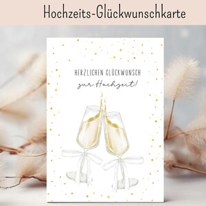 Hochzeitskarte, Hochzeit, wedding, Hochzeit, Grußkarte zur Hochzeit, Glückwunsch, Hochzeitskarte, Sektglas Karte Hochzeit
