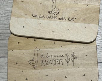 Breakfast board, snack board, crumb board, goose, I love you very much, ideal for Valentine's Day