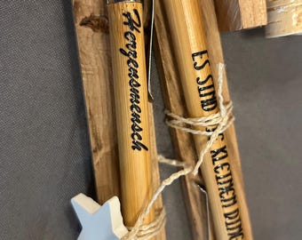 Ballpoint pen with a great saying, motivational ballpoint pen, gift idea, small gift, bamboo ballpoint pen with sayings, blocks