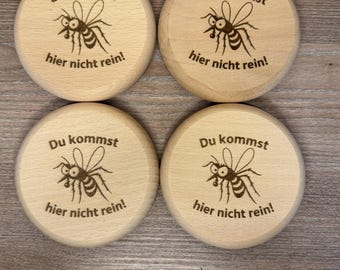 Glass cover, insect screen, beer mug/drinking glass cover, round, wooden, 10 cm, suitable for glasses, party, celebration, wooden cover, beer mat