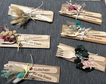 Gift voucher for Mother's Day, Father's Day, invitation, for a meal, brunch, cutlery with a twist, brunch, breakfast, barbecue, birthday