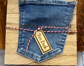 Money gift - upcycled from jeans, perfect for giving money, vouchers, ideal for weddings, birthdays, communions….