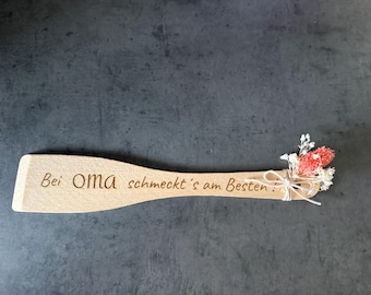 Wooden spatula, "Grandma's cooking is the best", cooking spoon, ideal Mother's Day gift, Mother's Day, individual engraving possible