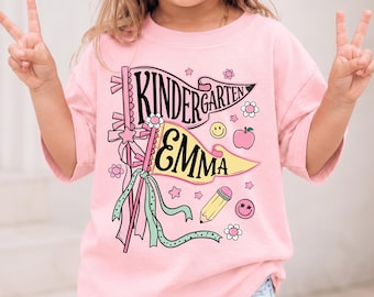 Personalized Kindergarten Shirt, Custom Kids Name Back to School Shirt, First Day of School Tee, Preschool Toddler Teacher Outfit Gift