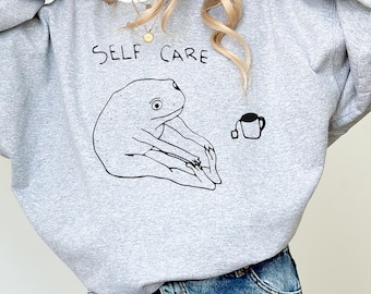 Self Care Frog Tshirt, Funny Frog Self Care Funny Frog Lover Gift, Self Care Shirt Yoga Sweatshirt Self Love Tee Self Care Gift Gift For Her